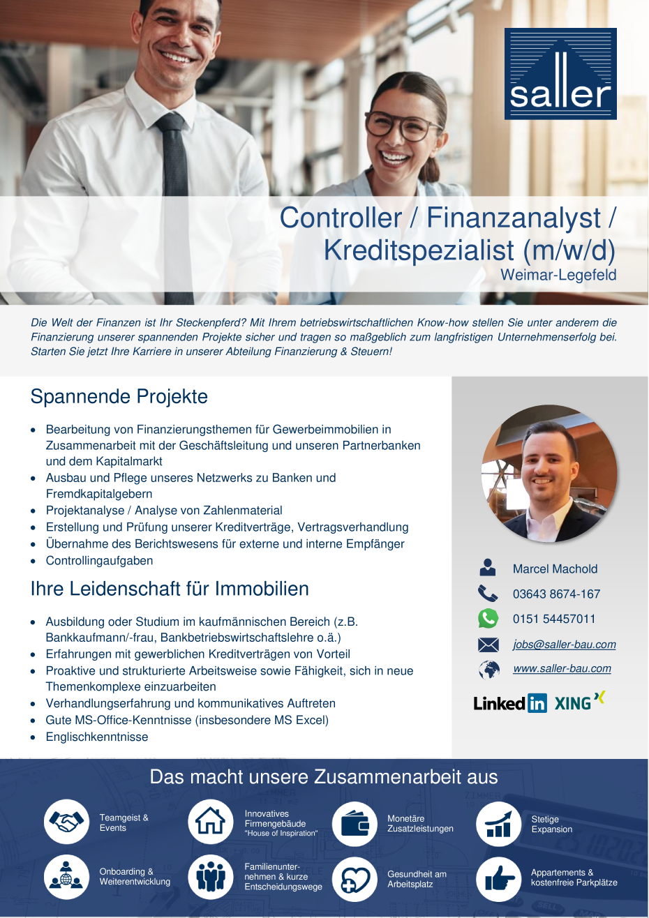 Controller Finanzanalyst Kreditspezialist M W D Saller Unternehmensgruppe Jobs Stellenangebote In Weimar Www Bankjob De